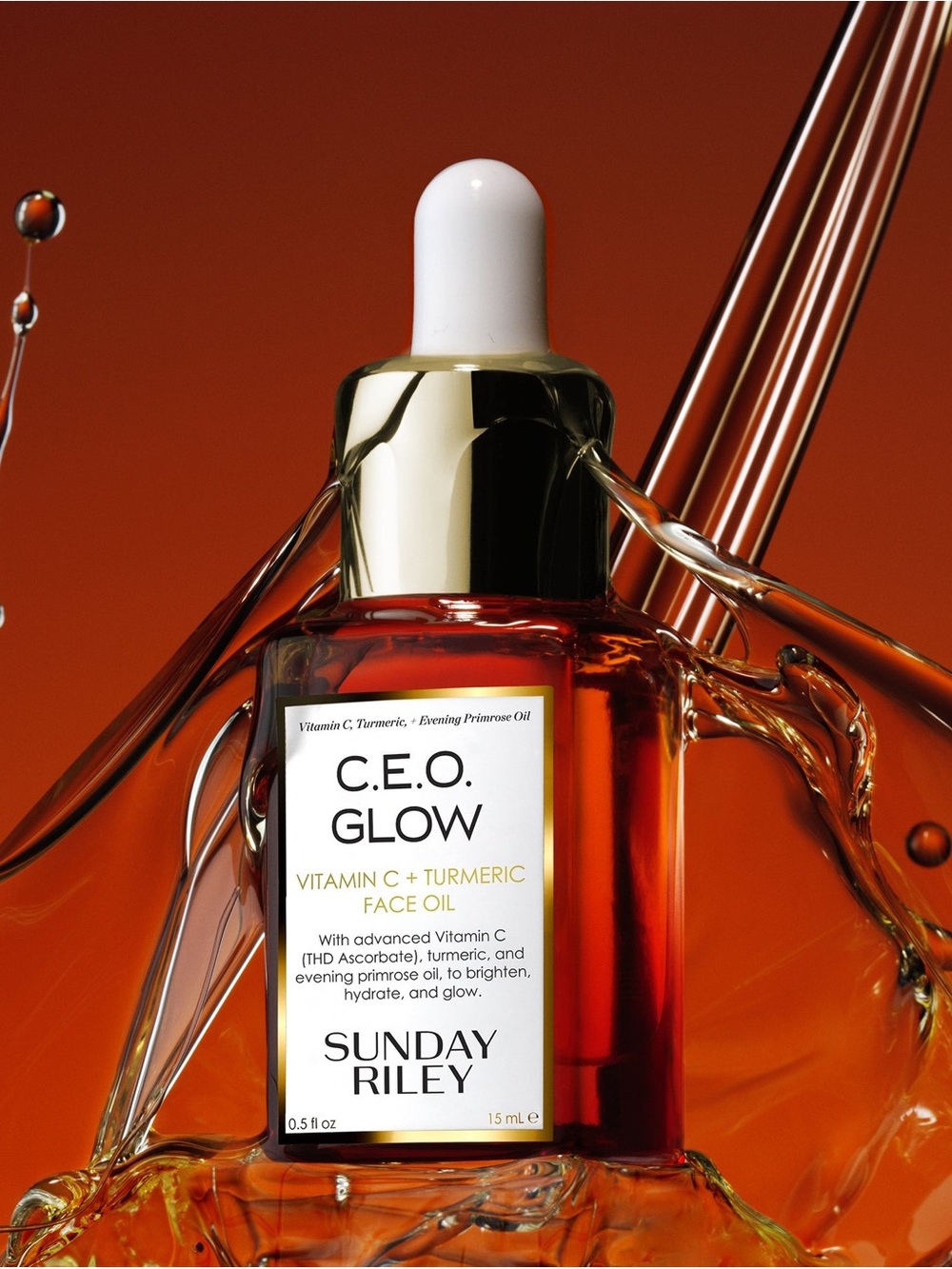 Sunday Riley C.E.O. Glow Vitamin C + Turmeric Face Oil - Gold & Orange Bottle